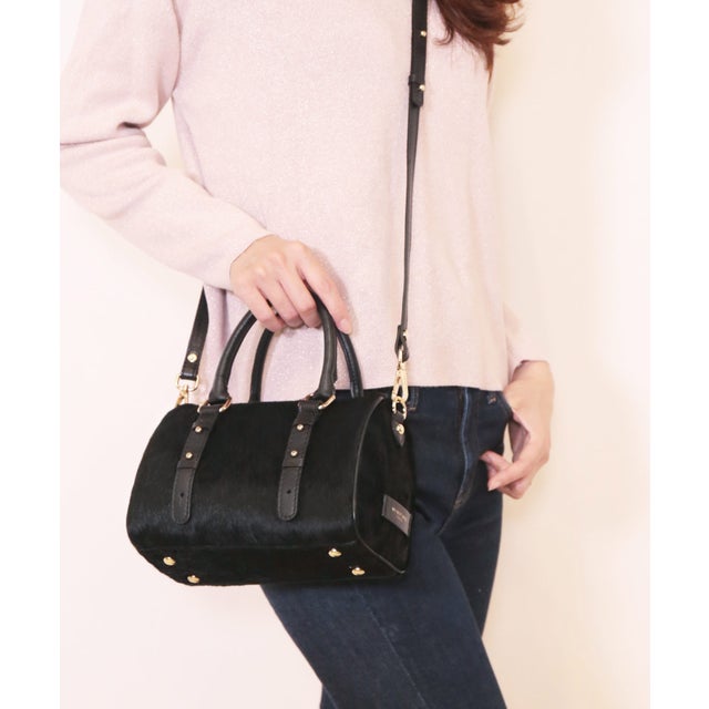 [MY BEST BAG]ホースヘア牛革ミニボストンショルダーバッグ （ブラック）