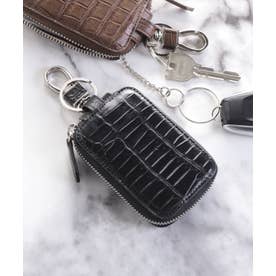 クロコダイルレザースマートキーケースマット加工 （ブラック）