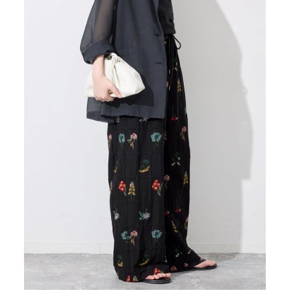 スローブ イエナ SLOBE IENA 《追加》embroideryメッシュパンツ（ブラック）｜詳細画像