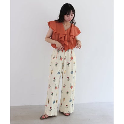 スローブ イエナ SLOBE IENA 《追加》embroideryメッシュパンツ（ブラック）｜詳細画像
