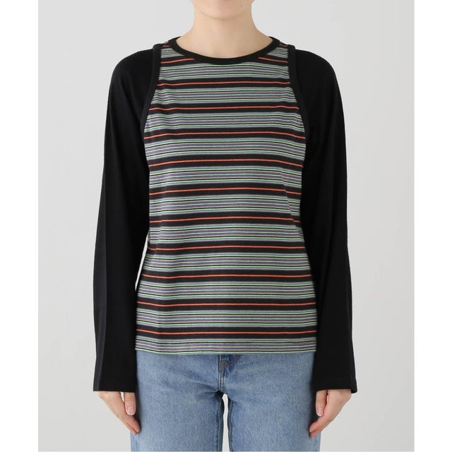 GDC/ガールズデパートメントクラブ BORDER TANK LAYER LS  GDC26B006 （ブラック）