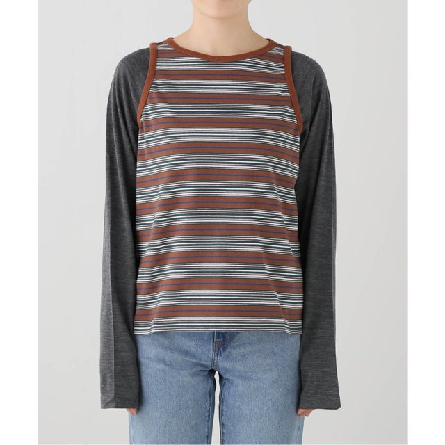 GDC/ガールズデパートメントクラブ BORDER TANK LAYER LS  GDC26B006 （ブラウン）