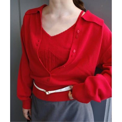 スローブ イエナ SLOBE IENA 《追加予約》crinkle crinkle crinkle slow off knit top CC-5038 （レッド）｜詳細画像