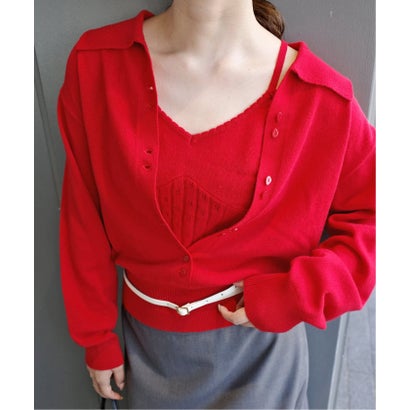 スローブ イエナ SLOBE IENA 《追加予約》crinkle crinkle crinkle slow off knit top CC-5038 （レッド）｜詳細画像