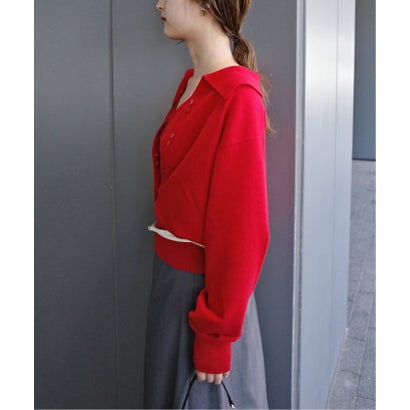 スローブ イエナ SLOBE IENA 《追加予約》crinkle crinkle crinkle slow off knit top CC-5038 （レッド）｜詳細画像