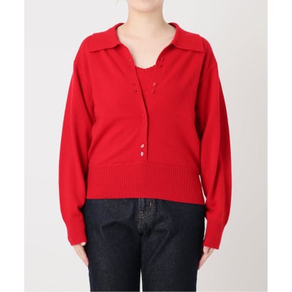 スローブ イエナ SLOBE IENA 《追加予約》crinkle crinkle crinkle slow off knit top CC-5038 （レッド）｜詳細画像