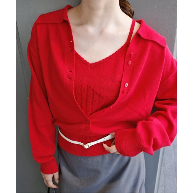 《追加予約》crinkle crinkle crinkle slow off knit top CC-5038 （レッド）