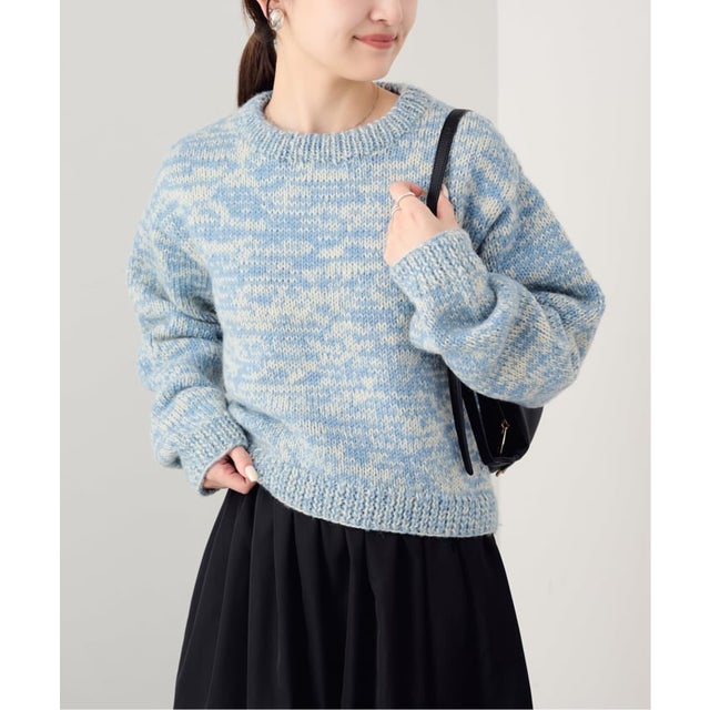 《予約》NEPAL HAND KNIT SLOBE別注 ミックスニット （サックスブルー B）