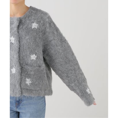 スローブ イエナ SLOBE IENA crinkle crinkle crinkle shaggy beads knit jacket CC-5033 （グレーB）｜詳細画像