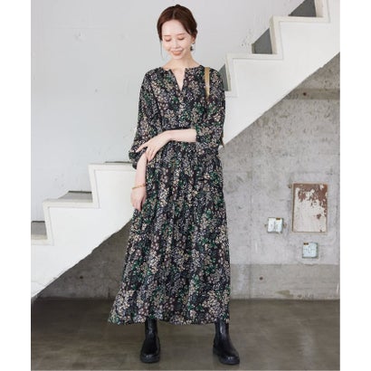 《WEB限定/追加3予約》FLOWER PRINT ワンピース （ブラック）｜詳細画像