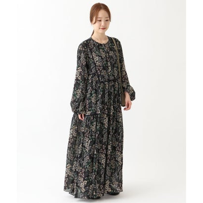 《WEB限定/追加3予約》FLOWER PRINT ワンピース （ブラック）｜詳細画像