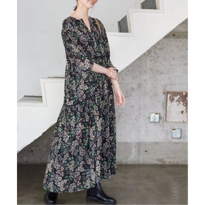 《WEB限定/追加3予約》FLOWER PRINT ワンピース （ブラック）｜詳細画像