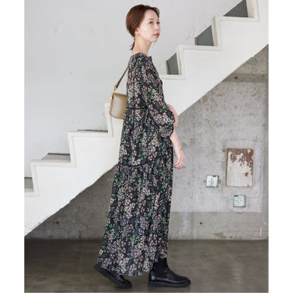 《WEB限定/追加3予約》FLOWER PRINT ワンピース （ブラック）｜詳細画像