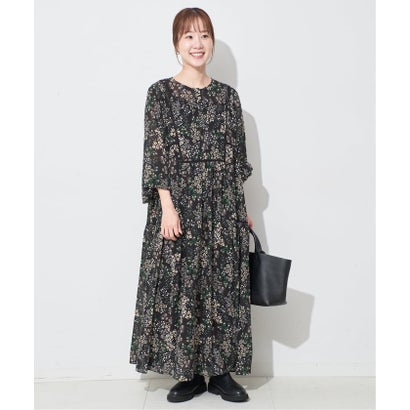 《WEB限定/追加3予約》FLOWER PRINT ワンピース （ブラック）｜詳細画像