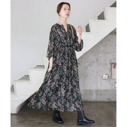《WEB限定/追加3予約》FLOWER PRINT ワンピース （ブラック）｜詳細画像
