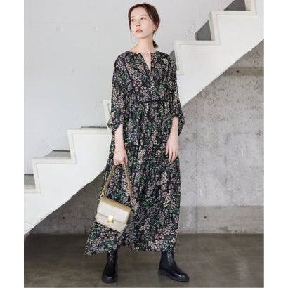 《WEB限定/追加3予約》FLOWER PRINT ワンピース （ブラック）｜詳細画像