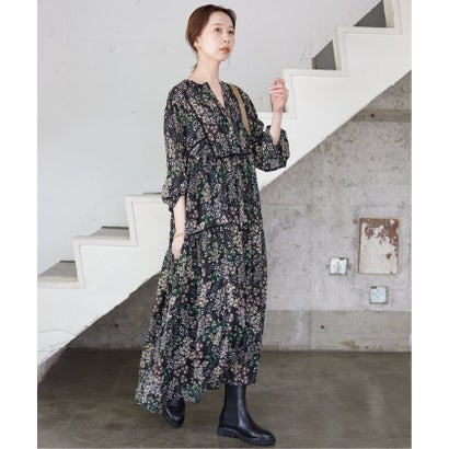 《WEB限定/追加3予約》FLOWER PRINT ワンピース （ブラック）｜詳細画像
