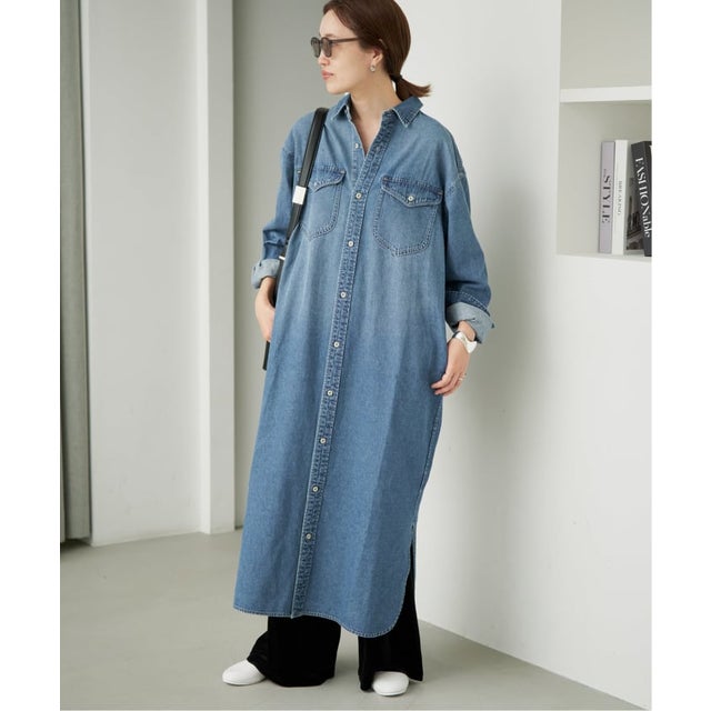 《WEB限定/シリーズあり/追加予約》LEDENIM BDU デニムシャツワンピース （ブルー A）