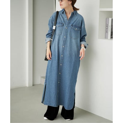 《WEB限定/シリーズあり/追加予約》LEDENIM BDU デニムシャツワンピース （ネイビー）｜詳細画像