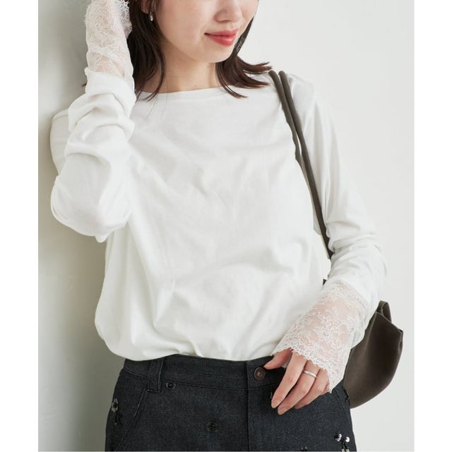 《予約》レイヤードレーススリーブロンTEE （ホワイト）