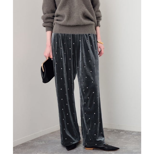 《シリーズあり/予約》ドットベロアイージーパンツ （グレー）