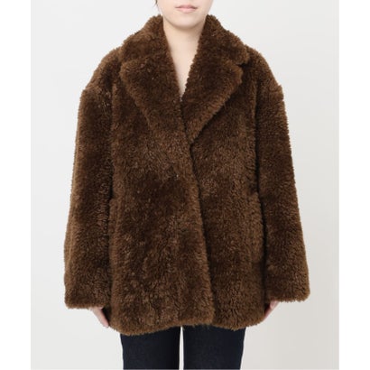 《予約》フェイクファーラペルコート （ナチュラル）｜詳細画像