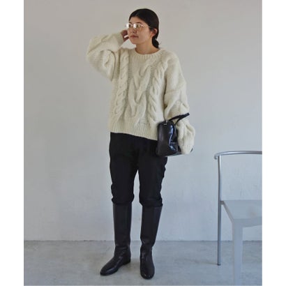 スローブ イエナ SLOBE IENA 《追加予約》+81BRANCA/ハチイチブランカ SLOBE別注 ケーブルハンドニット （ブラック）｜詳細画像
