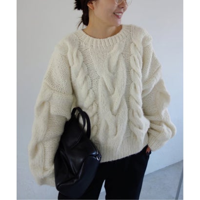 スローブ イエナ SLOBE IENA 《追加予約》+81BRANCA/ハチイチブランカ SLOBE別注 ケーブルハンドニット （ブラック）｜詳細画像