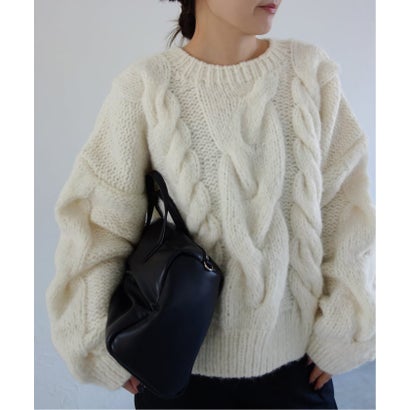 スローブ イエナ SLOBE IENA 《追加予約》+81BRANCA/ハチイチブランカ SLOBE別注 ケーブルハンドニット （ブラック）｜詳細画像