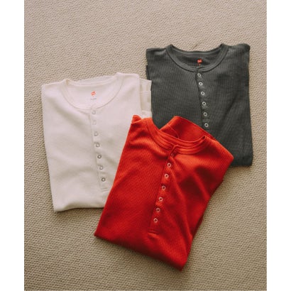 《追加予約》HANES/ヘインズ SLOBE別注 ヘンリーネックワッフル ロンTEE （グレー）｜詳細画像