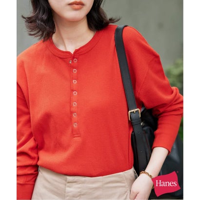 《追加予約》HANES/ヘインズ SLOBE別注 ヘンリーネックワッフル ロンTEE （グレー）｜詳細画像