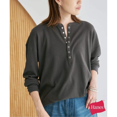 《追加予約》HANES/ヘインズ SLOBE別注 ヘンリーネックワッフル ロンTEE （レッド）｜詳細画像