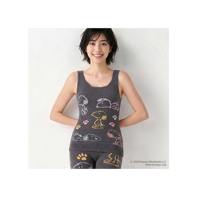 Warmer SNOOPY G083 袖なしトップ(M-LL) G083 Top （グレー）