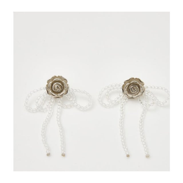ROSE MOTIF BEADS P／EARRINGS SLV