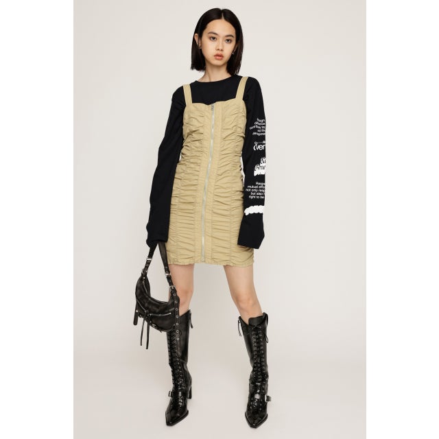 NYLON GATHER CAMI ショートワンピース BEG