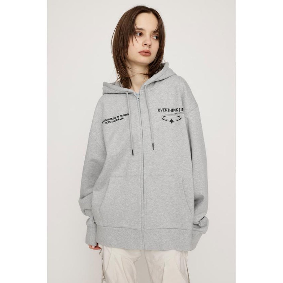スライ SLY FRONT ZIP PRINT HOODIE （T.GRY） - ファッション通販 