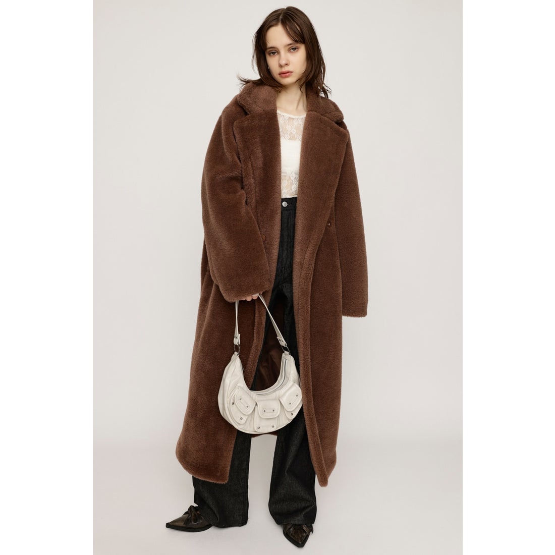 SLY AIRY BOA LONG コート MOCHA -ファッション通販 FASHION WALKER