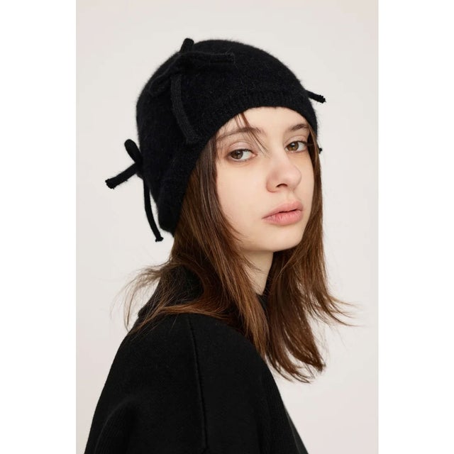 RIBBON SHAGGY BEANIE BLK