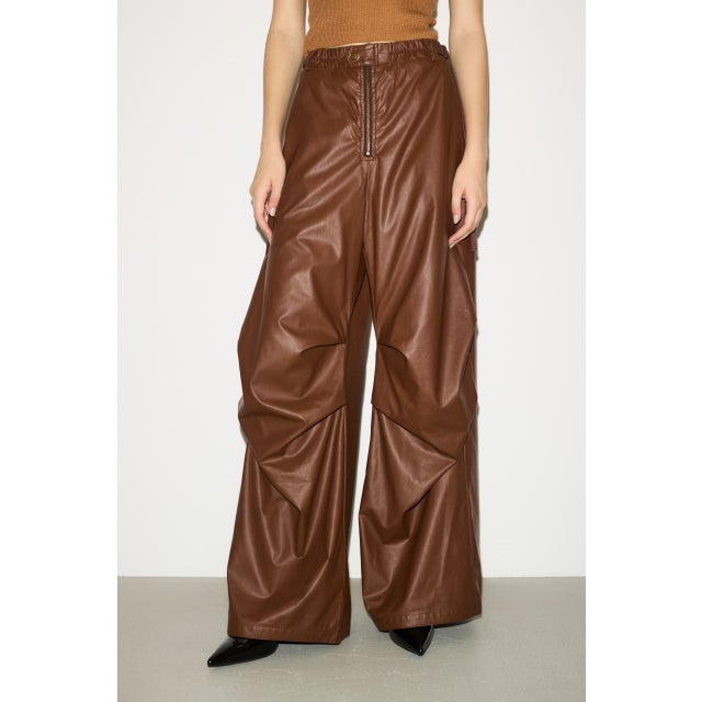 F／LEATHER LOOSE FLIGHT パンツ BRN