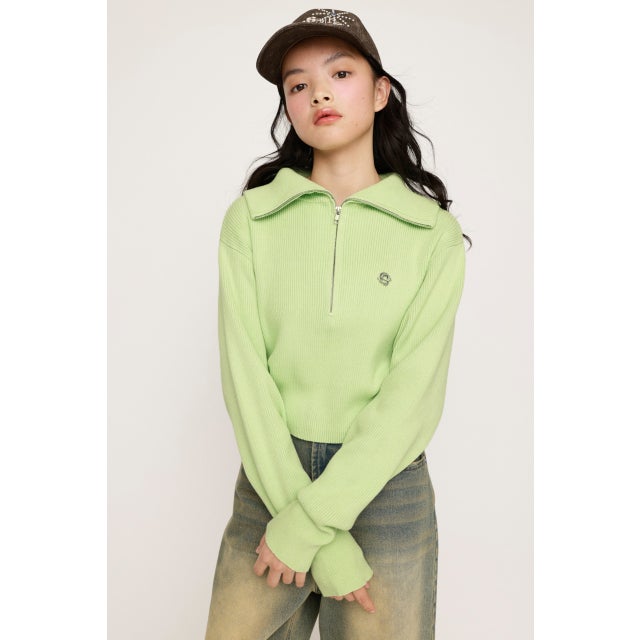 FRONT ZIP KNIT トップス L/GRN1