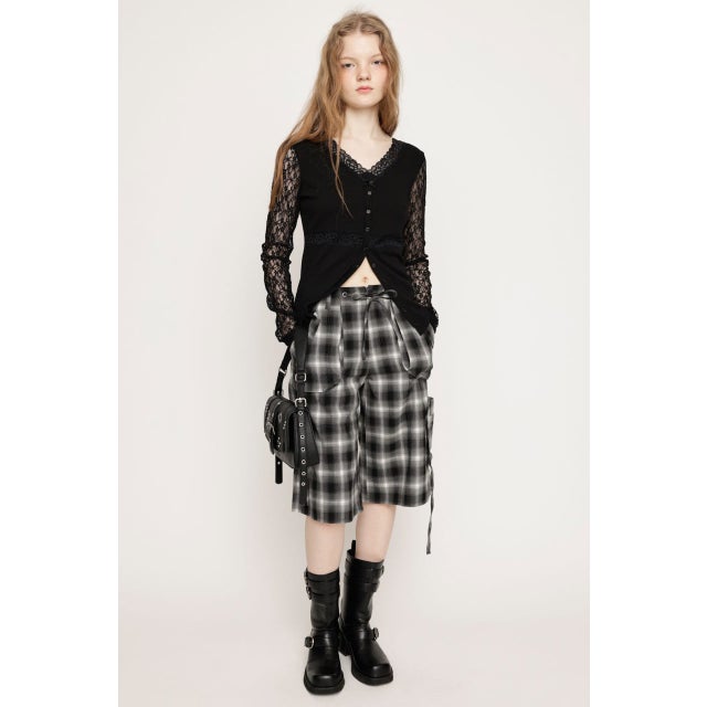 DAMAGE LACE CHECK MIDDLE パンツ M/BLK7