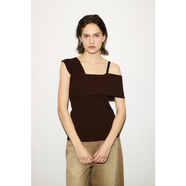 ASYMMETRY RIB トップス BRN