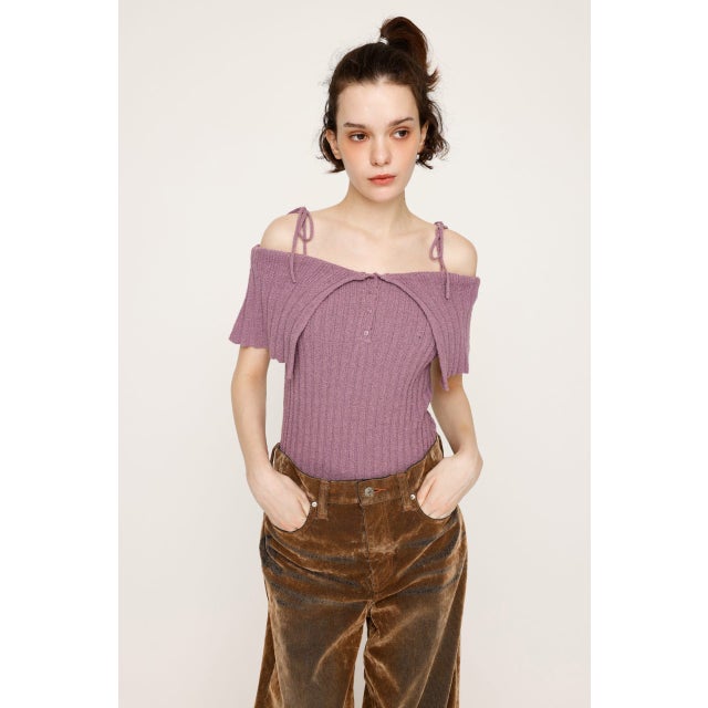OFFSHOULDER RIB HG トップス PUR