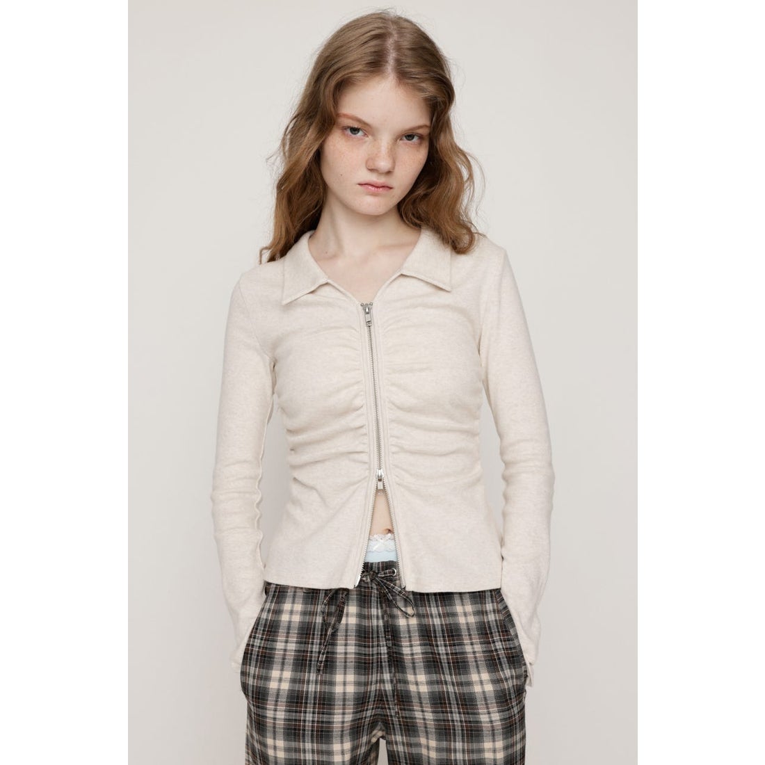 スライ SLY FRONT GATHER ZIP トップス （GRY） - ファッション通販 d 