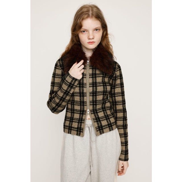 F／FUR COLLAR KNIT トップス M/BEG7