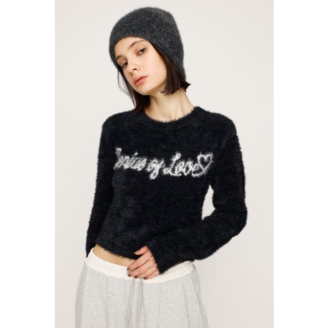 SHAGGY YARN LOGO C／N トップス BLK