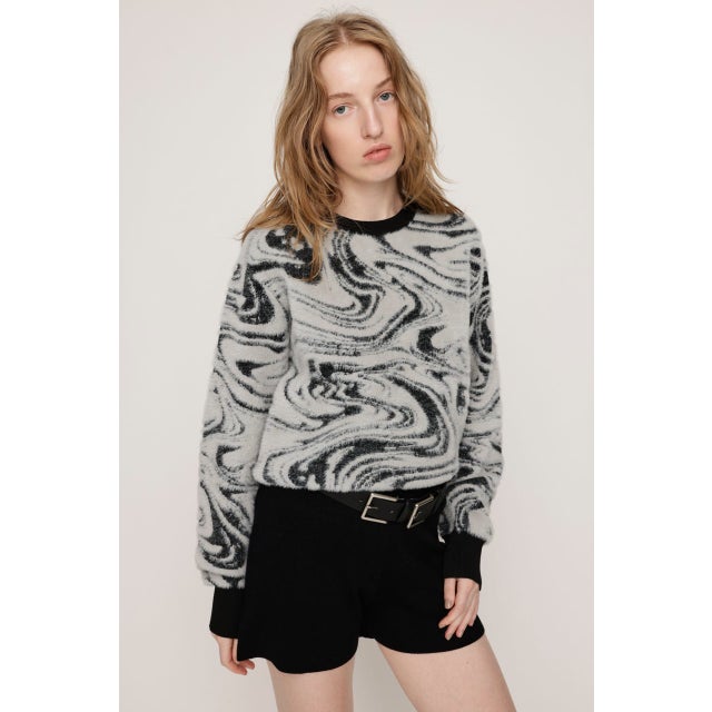 MIX SHAGGY MARBLE トップス BLK