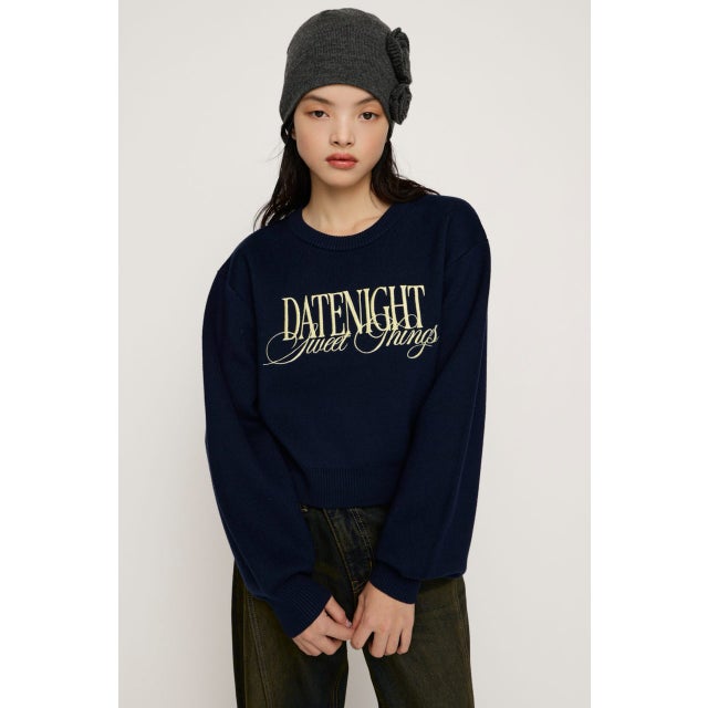 FRONT LOGO KNIT トップス NVY