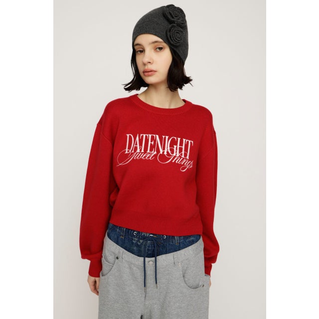 FRONT LOGO KNIT トップス RED