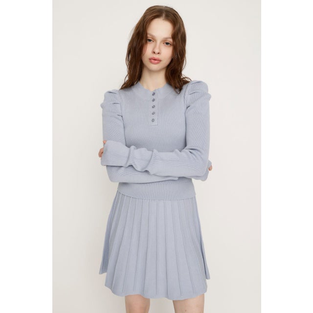 TUCK SLEEVE FLARE KNIT 2P L/BLU1